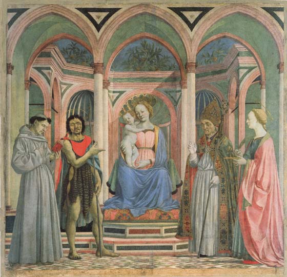 Madonna and Child Enthroned with SS.Francis,john the Baptist,Zenobius,and Lucy